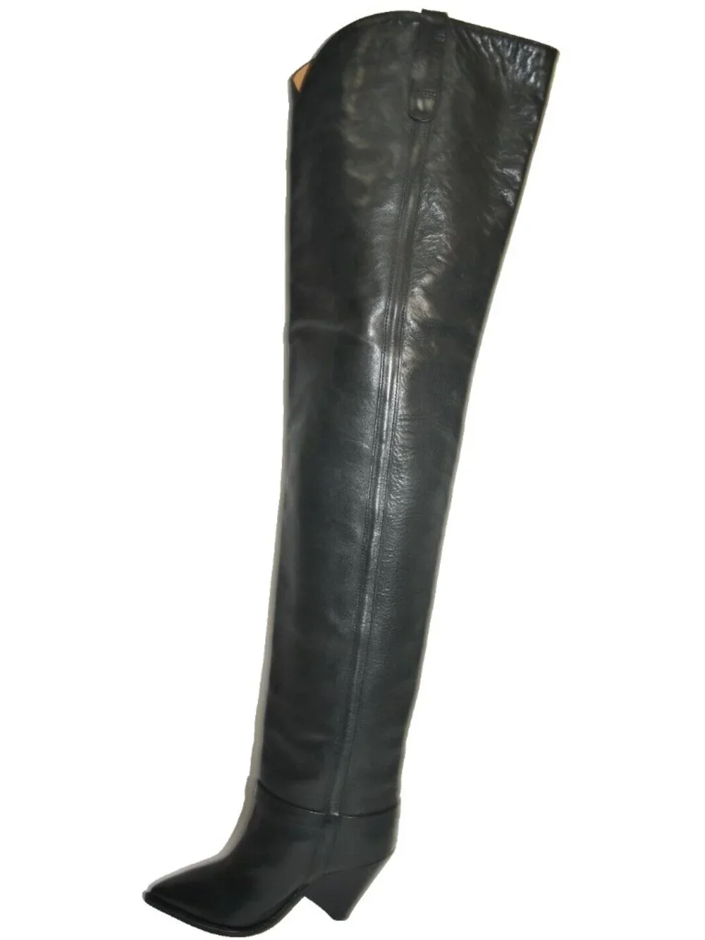 New! Isabel Marant Womens Black Lafsten 90MM Leather Thigh High Boots 36 6 DD38